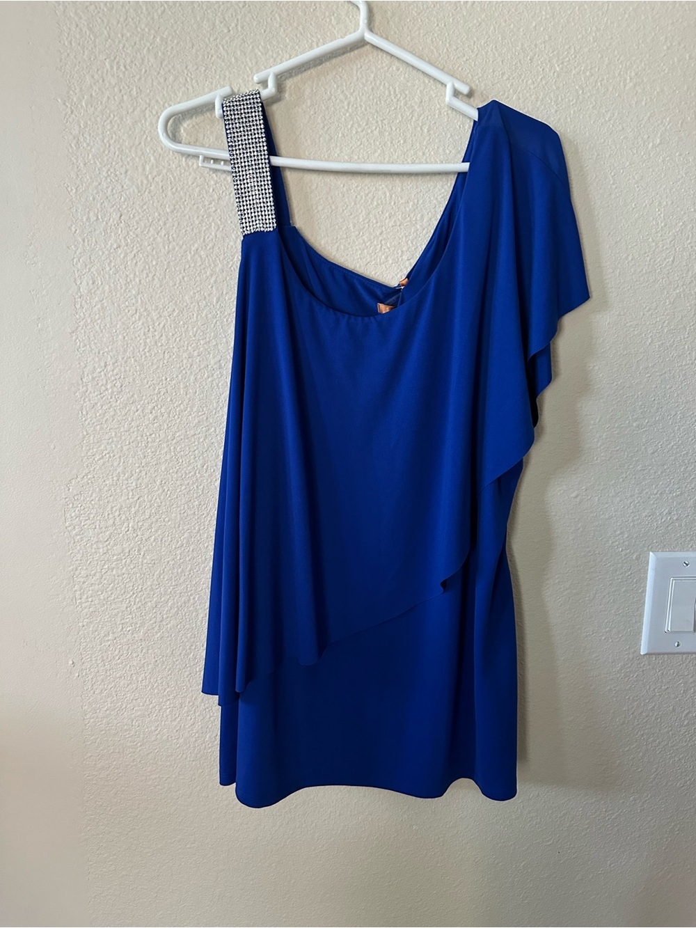 Belldini women's Royal Blue One-Shoulder Cocktail with Strap size 1X/ NWT 1127